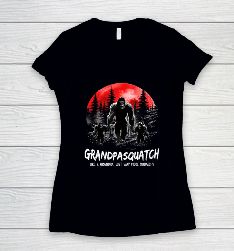 Grandpa Squatch Like A Grandpa Just Way More Squatchy Funny Women's V-Neck T-Shirt