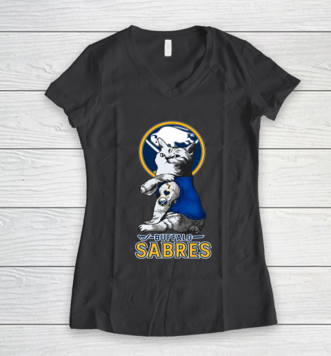 NHL My Cat Loves Buffalo Sabres Hockey Women's V-Neck T-Shirt 6