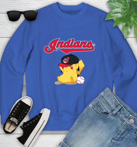 MLB Pikachu Baseball Sports Cleveland Indians Youth Sweatshirt 8