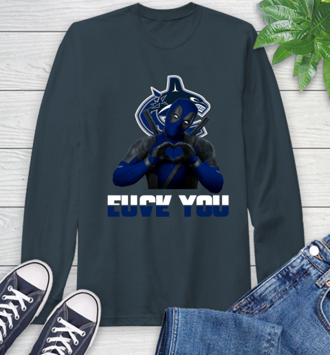 NHL Vancouver Canucks Deadpool Love You Fuck You Hockey Sports Long Sleeve T-Shirt 9