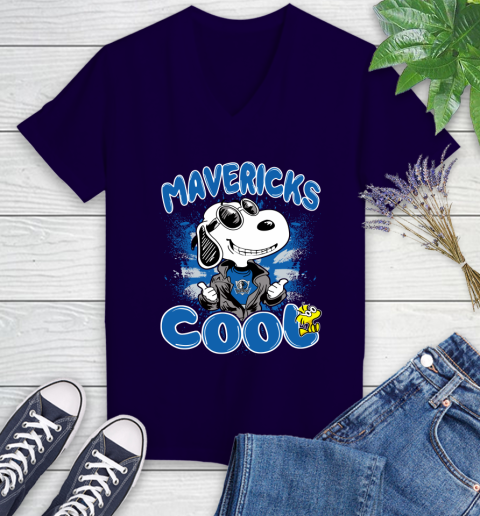 NBA Basketball Dallas Mavericks Cool Snoopy Shirt Women's V-Neck T-Shirt 3