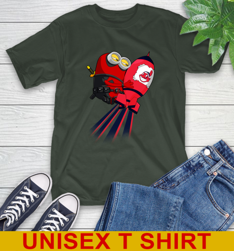 MLB Baseball Cleveland Indians Deadpool Minion Marvel Shirt T-Shirt - Image 7