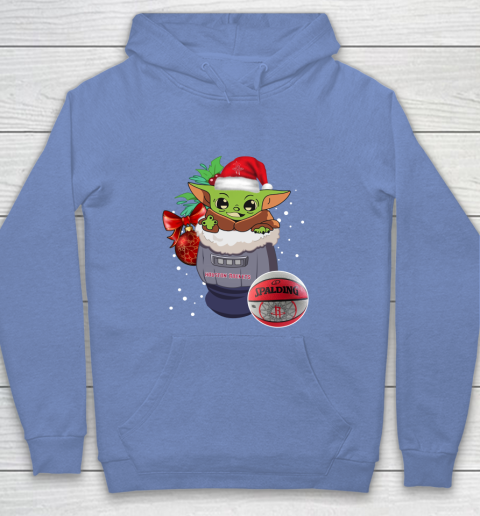 Houston Rockets Christmas Baby Yoda Star Wars Funny Happy NBA Youth Hoodie 10