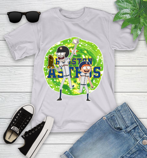MLB Houston Astros Rick And Morty Commissioner's Trophy Baseball Sports Youth T-Shirt 4