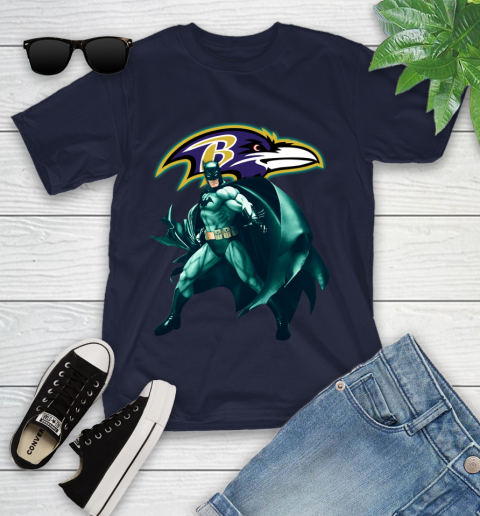 NFL Batman Football Sports Baltimore Ravens Youth T-Shirt 3