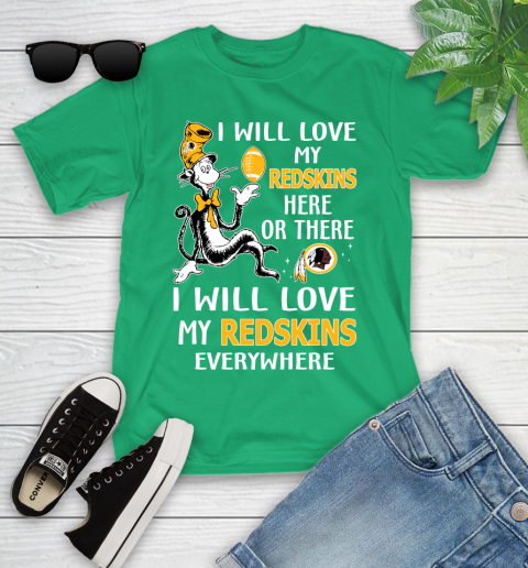 NFL Football Washington Redskins I Will Love My Redskins Everywhere Dr Seuss Shirt Youth T-Shirt 7