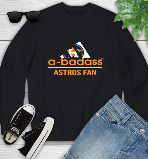 MLB A Badass Houston Astros Fan Adidas Baseball Sports Youth Sweatshirt