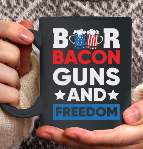Beer Lover Funny Shirt Beer Bacon and Freedom 4th Ceramic Mug 11oz