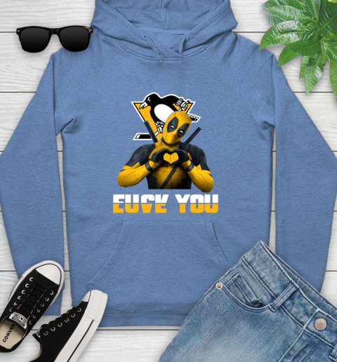 NHL Pittsburgh Penguins Deadpool Love You Fuck You Hockey Sports Youth Hoodie 13