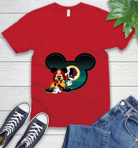 NFL Washington Redskins Mickey Mouse Disney Football T Shirt V-Neck T-Shirt 7