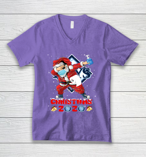 Tampa Bay Rays Funny Santa Claus Dabbing Christmas 2020 MLB V-Neck T-Shirt 8