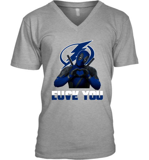 NHL Tampa Bay Lightning Deadpool Love You Fuck You Hockey Sports 6JmW7lUuCQO v neck unisex 8 95 151514 front sport grey