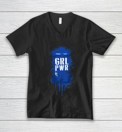 Doctor Who Shirt GRL PWR  Tardis Dr Who  Girl power V-Neck T-Shirt