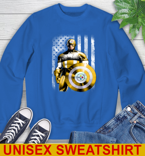 Pittsburgh Steelers NFL Football Captain America Marvel Avengers American Flag Shirt Sweatshirt 11