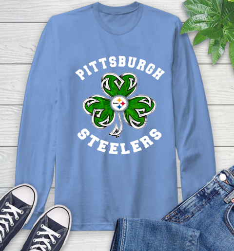 NFL Pittsburgh Steelers Three Leaf Clover St Patrick's Day Football Sports Long Sleeve T-Shirt 12