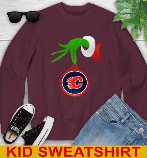 Calgary Flames Grinch Merry Christmas NHL Hockey Youth Sweatshirt 5