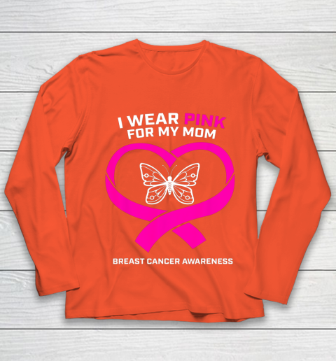 Men Women Kids Wear Pink For My Mom Breast Cancer Awareness Youth Long Sleeve 3