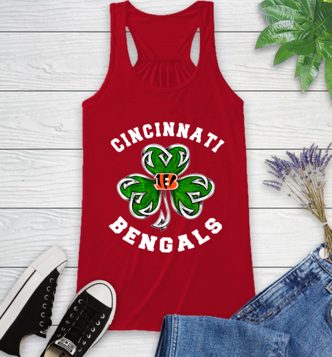NFL Cincinnati Bengals Three Leaf Clover St Patrick's Day Football Sports Racerback Tank 5