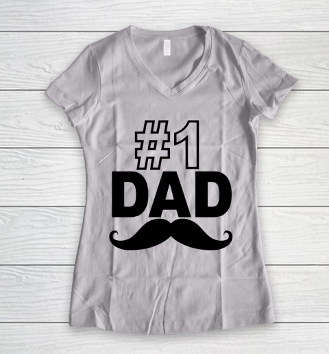#1 Dad Funny Father's Day Women's V-Neck T-Shirt