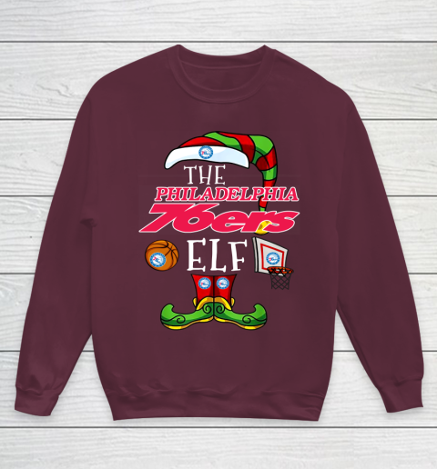 Philadelphia 76ers Christmas ELF Funny NBA Youth Sweatshirt 4