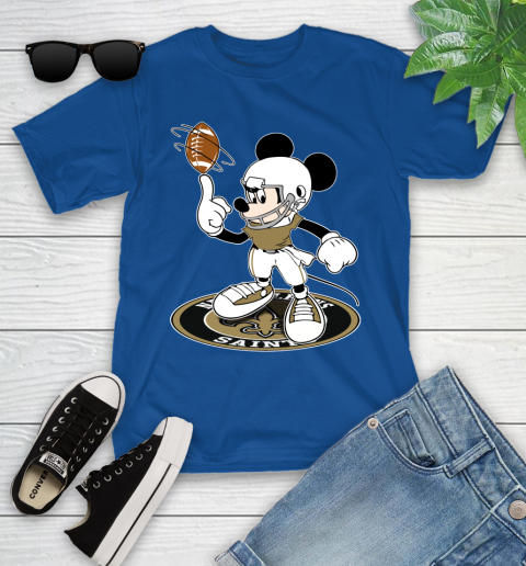 NFL Football New Orleans Saints Cheerful Mickey Disney Shirt Youth T-Shirt 9