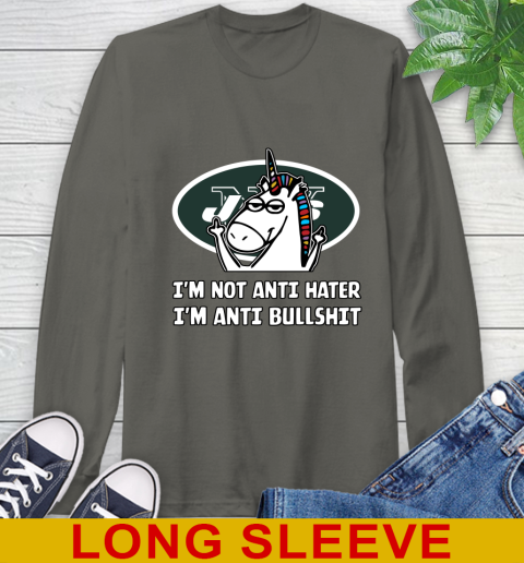 New York Jets NFL Football Unicorn I'm Not Anti Hater I'm Anti Bullshit Long Sleeve T-Shirt 8