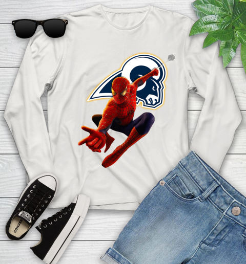 NFL Spider Man Avengers Endgame Football Los Angeles Rams Youth Long Sleeve 12