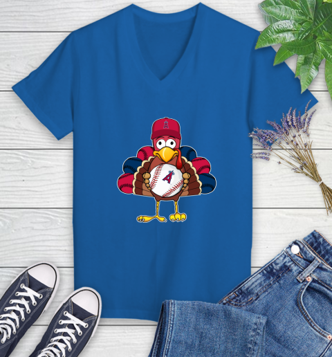 Los Angeles Angels Turkey thanksgiving Women's V-Neck T-Shirt 10