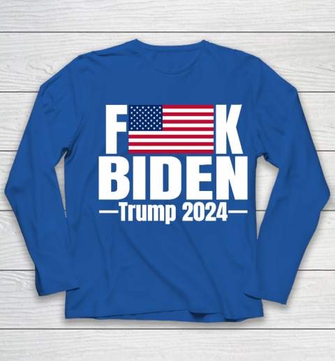 Fuck Biden American Flag Trump 2024 Youth Long Sleeve 7
