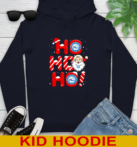 Philadelphia 76ers NBA Basketball Ho Ho Ho Santa Claus Merry Christmas Shirt Youth Hoodie 3