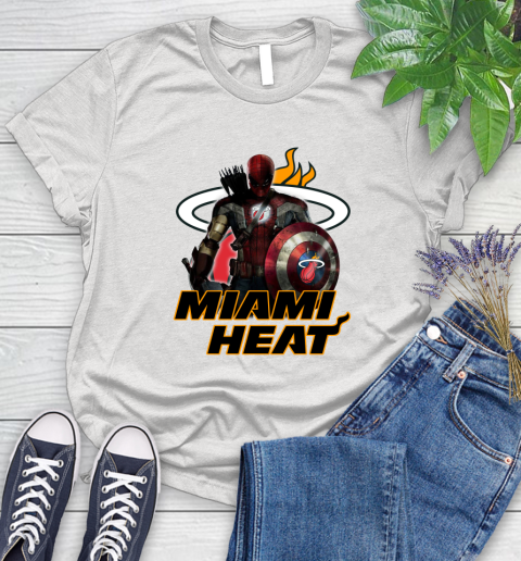 Miami Heat NBA Basketball Captain America Thor Spider Man Hawkeye Avengers Women's T-Shirt