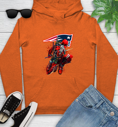 NFL Deadpool Marvel Comics Sports Football New England Patriots Youth Hoodie 5