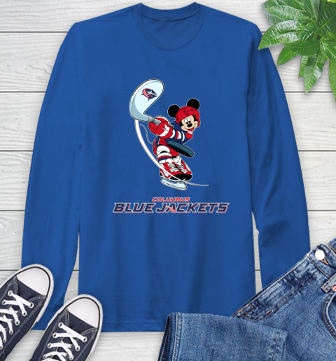 NHL Hockey Columbus Blue Jackets Cheerful Mickey Mouse Shirt Long Sleeve T-Shirt 10