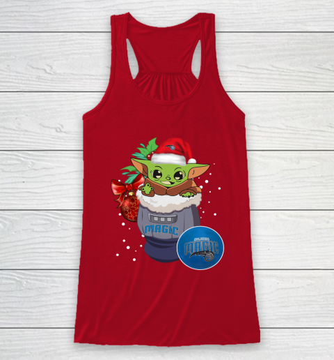 Orlando Magic Christmas Baby Yoda Star Wars Funny Happy NBA Racerback Tank 5