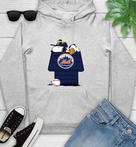 MLB New York Mets Snoopy Woodstock The Peanuts Movie Baseball T Shirt Youth Hoodie