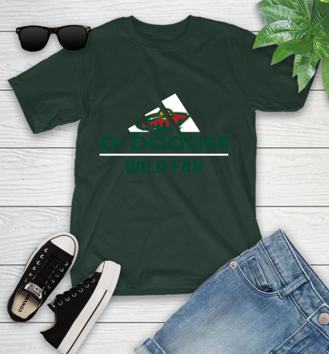 NHL A Badass Minnesota Wild Fan Adidas Hockey Sports Youth T-Shirt 5