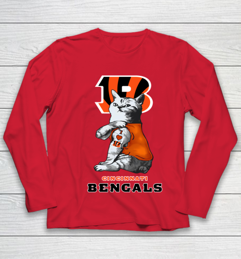NFL Football My Cat Loves Cincinnati Bengals Youth Long Sleeve 8