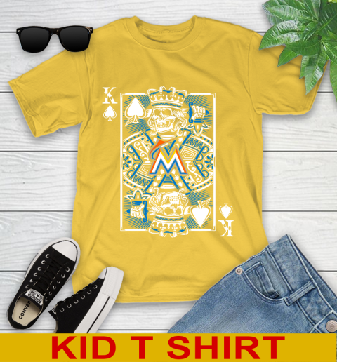 Miami Marlins MLB Baseball The King Of Spades Death Cards Shirt Youth T-Shirt 9