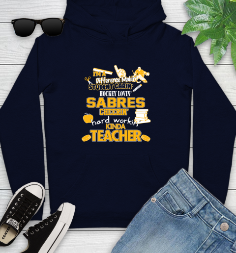 Buffalo Sabres NHL I'm A Difference Making Student Caring Hockey Loving Kinda Teacher Youth Hoodie 3