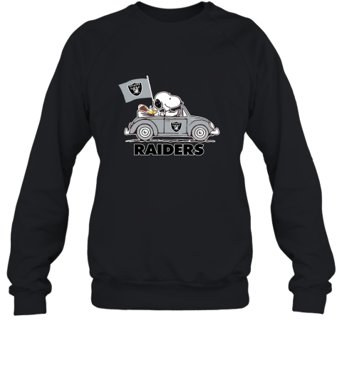 Snoopy And Woodstock Ride The Oakland Raiders Car NFL Sweatshirt