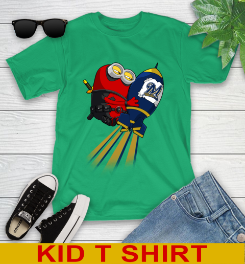 MLB Baseball Milwaukee Brewers Deadpool Minion Marvel Shirt Youth T-Shirt 7