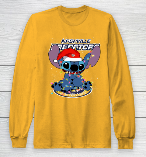Nashville Predators NHL Hockey noel stitch Christmas Long Sleeve T-Shirt 2