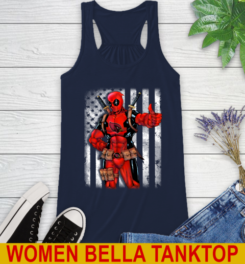 NFL Football Arizona Cardinals Deadpool American Flag Shirt Racerback Tank 9