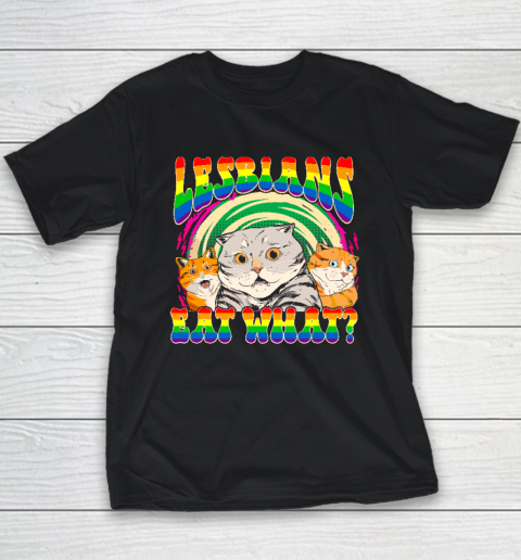 Lesbians Eat What Cat National Coming Out Day LGBQ Pride Youth T-Shirt