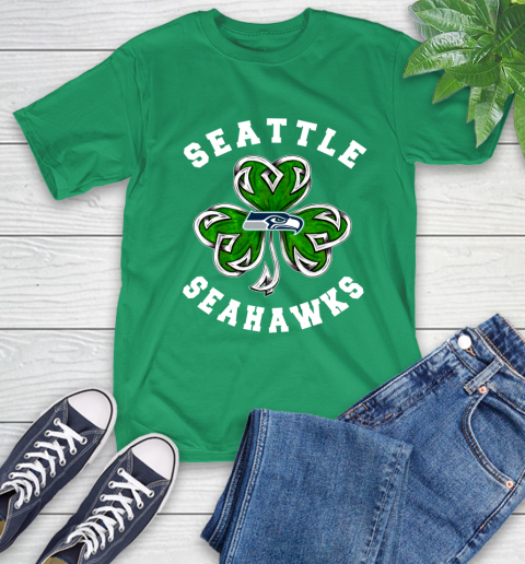NFL Seattle Seahawks Three Leaf Clover St Patrick's Day Football Sports T-Shirt - Image 8