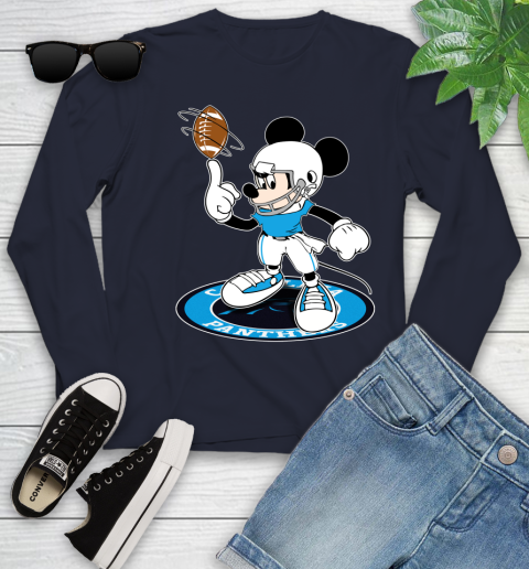 NFL Football Carolina Panthers Cheerful Mickey Disney Shirt Youth Long Sleeve 3