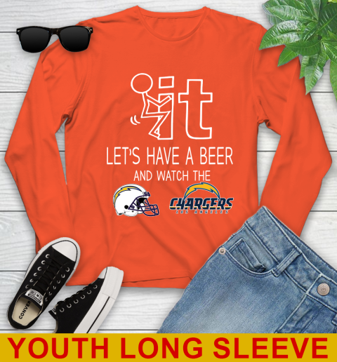 Los Angeles Chargers Football NFL Let's Have A Beer And Watch Your Team Sports Youth Long Sleeve 3