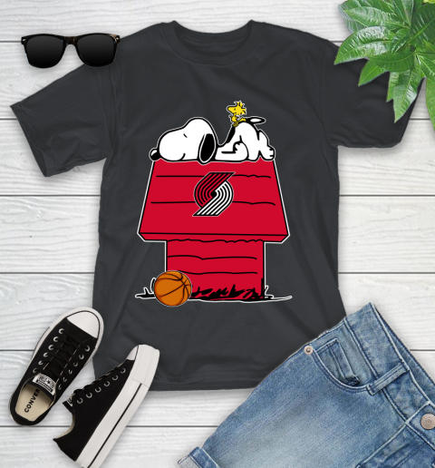 Portland Trail Blazers NBA Basketball Snoopy Woodstock The Peanuts Movie Youth T-Shirt 2