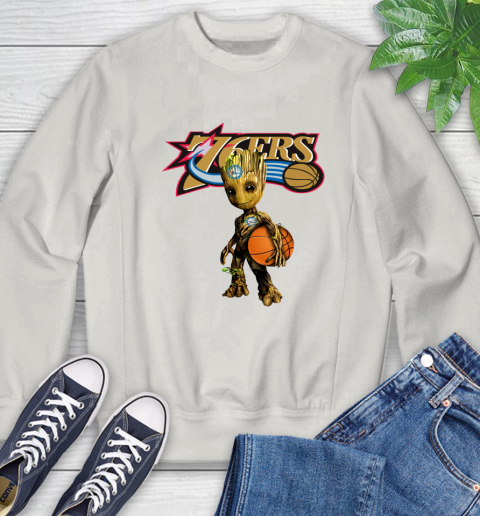 Philadelphia 76ers NBA Basketball Groot Marvel Guardians Of The Galaxy Sweatshirt 12