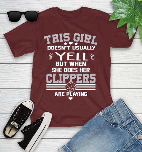 Los Angeles Clippers NBA Basketball I Yell When My Team Is Playing Youth T-Shirt 14